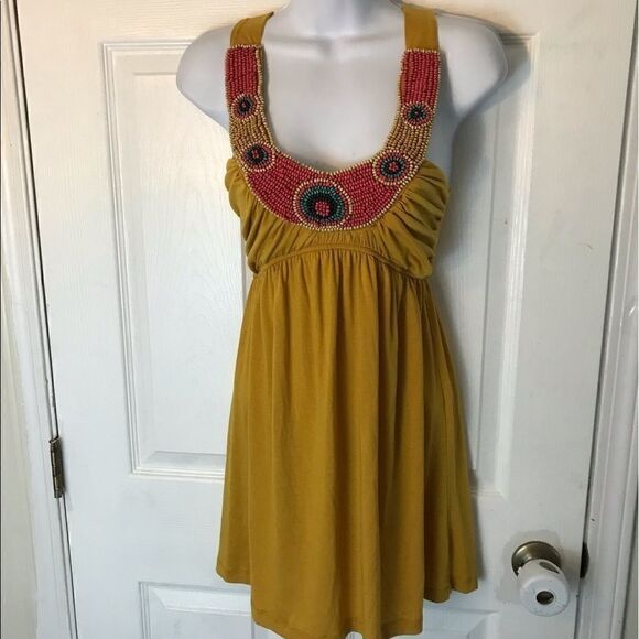 🌈Wet seal Mustard Colored M Open Back Dress! - Picture 1 of 7